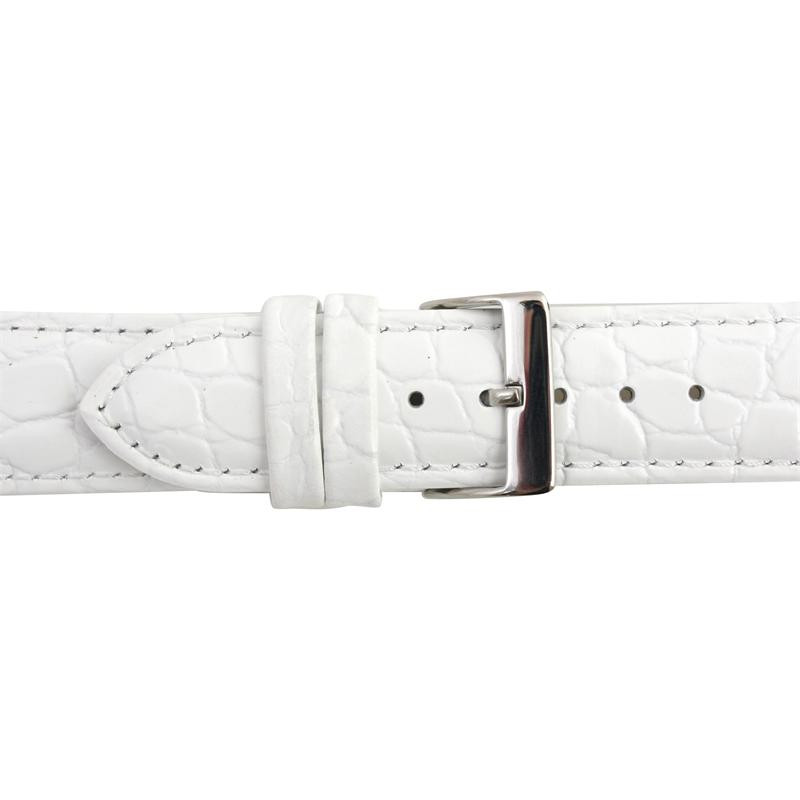 20mm White Leather Watch Band 7 7/16 Inch Length
