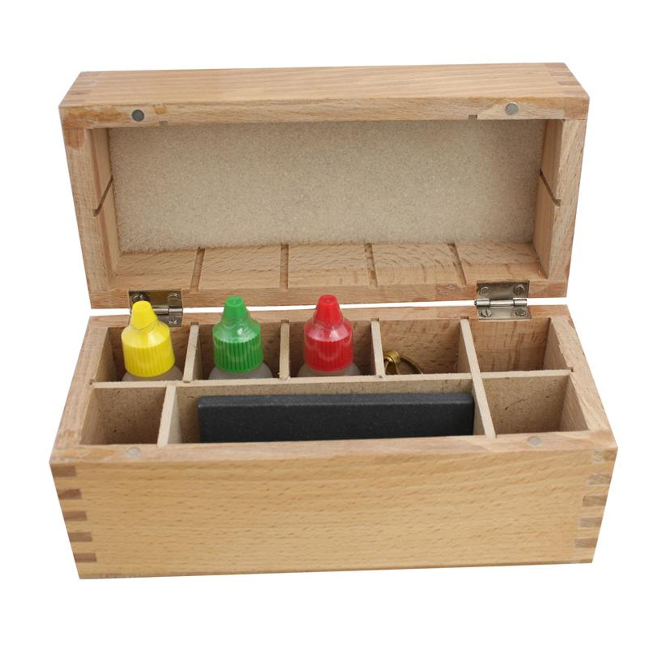 Large Wooden Storage Box with 8 compartments for Storing Gold Acid Tetsting  Kit with Test Stone and Test Needles