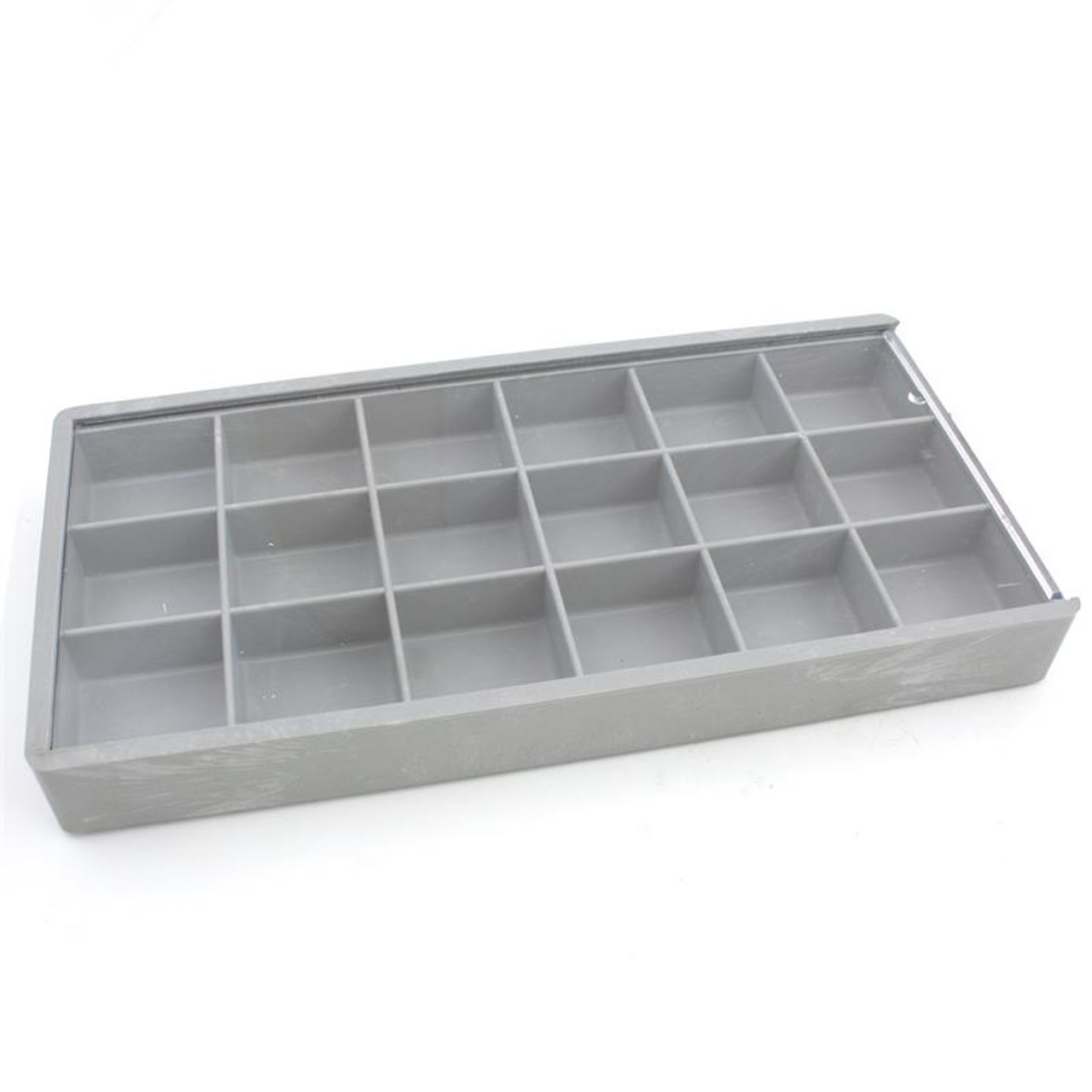 18 Compartment Plastic Tray Organizer with Clear Locking Sliding Lid for  Parts, Stones or Beading Supplies