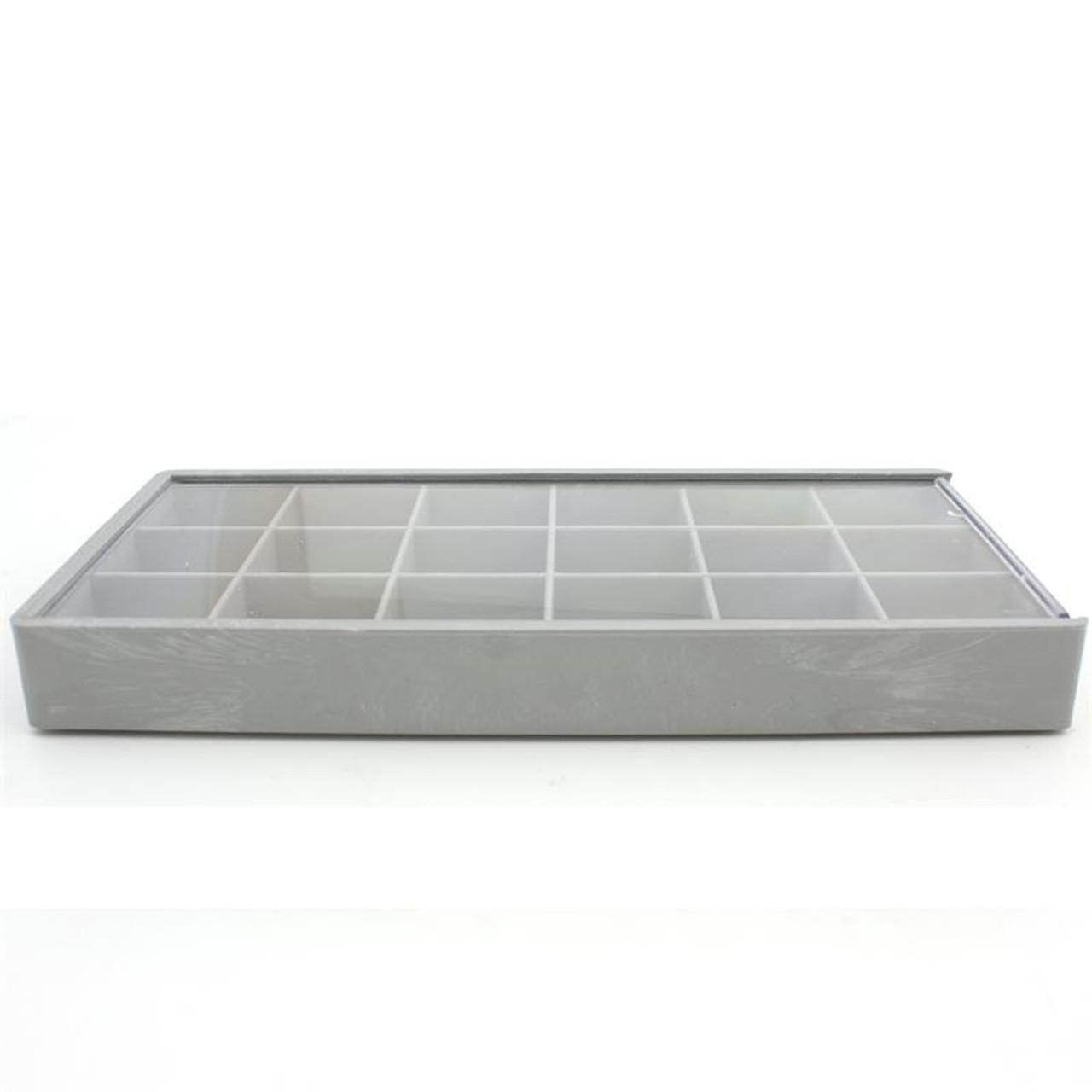 18 Compartment Plastic Tray Organizer with Clear Locking Sliding Lid for  Parts, Stones or Beading Supplies