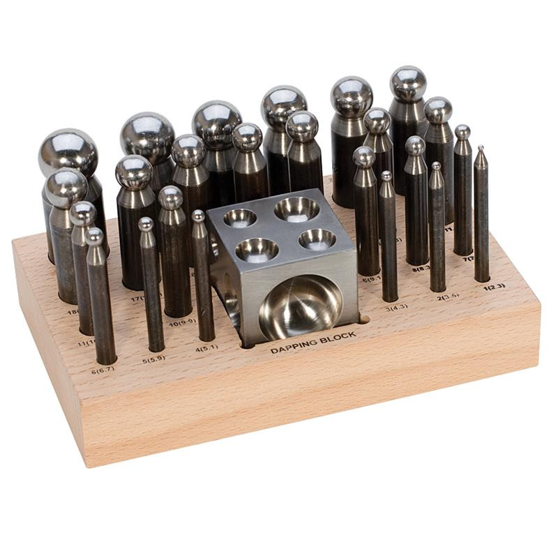 25 st Doming Blok en Punch Set Gemaakt van Staal Dapping Craft Metal Working Tool