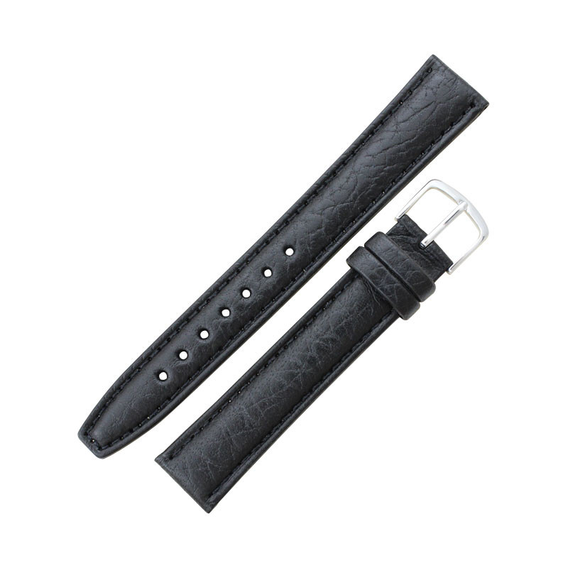 Hadley Roma Shrunken Grain Leather Watch Strap 18mm Black Long