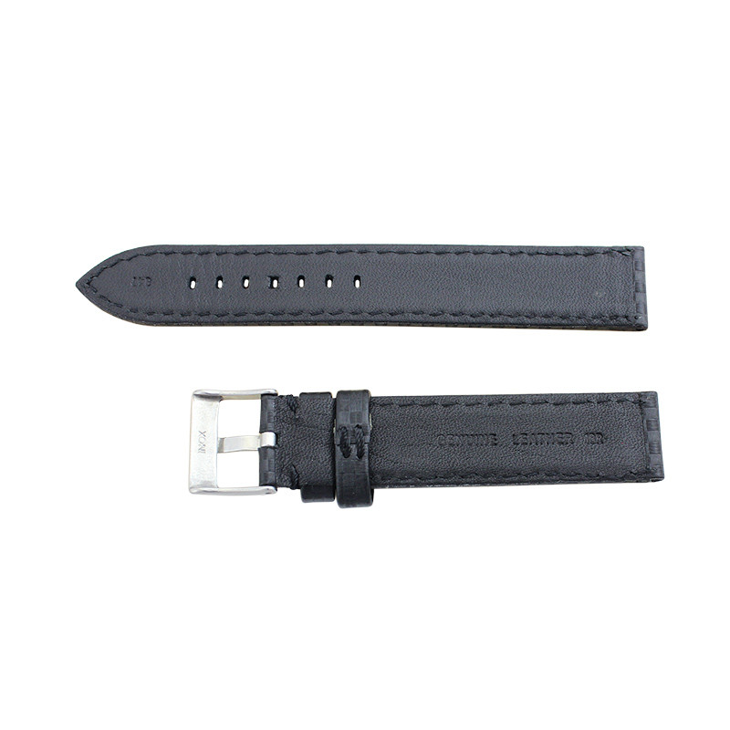 Hadley Roma Genuine Leather Carbon Fiber Style Watch Band 20mm Black