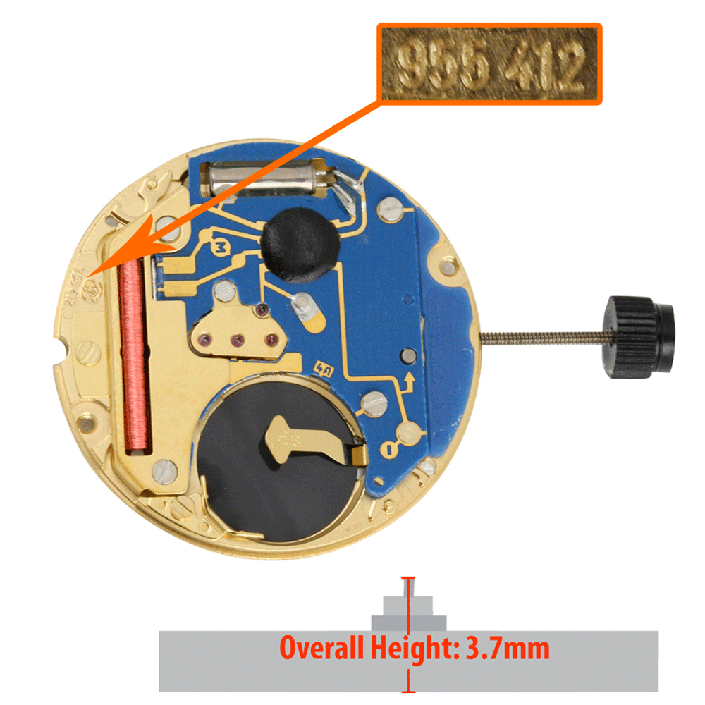 時計 mm ETA 955.412.0 Quartz Watch Movements Swiss Made with Low Canon Pinion
