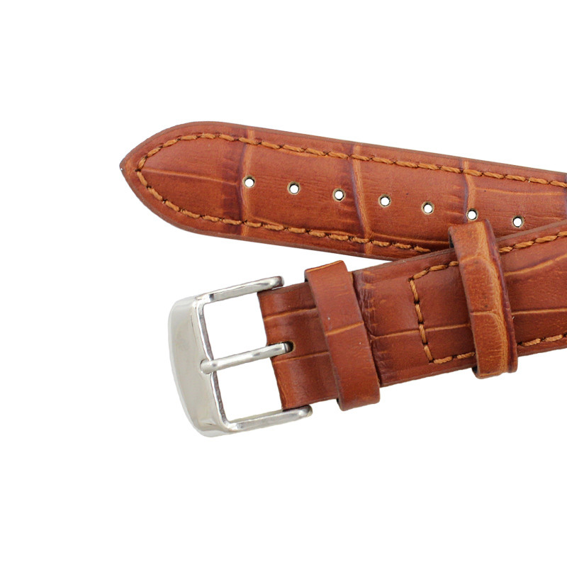 Hadley Roma Leather Watch Band Alligator Grain 20mm Tan Long