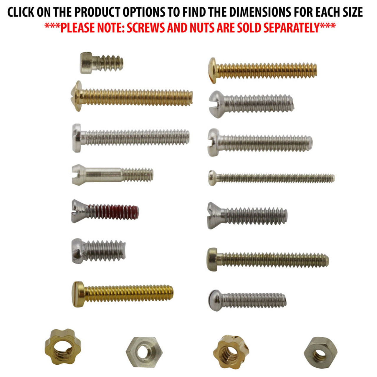 Eyeglass Screw Size Chart