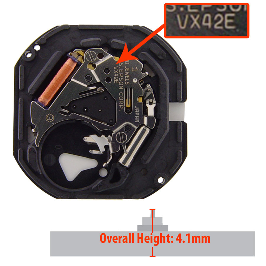 Hattori Japan 3 Hand Quartz Watch Movement VX42 Standard Height