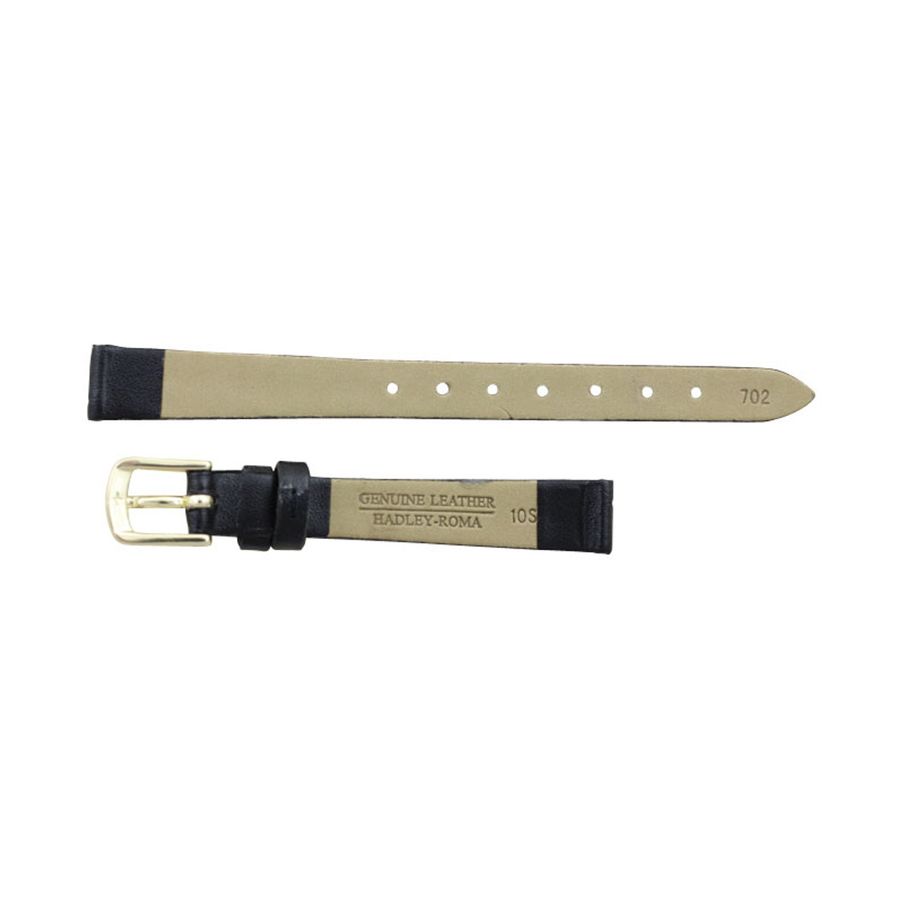 Hadley Roma Black 13mm Leather Watch Band 6 1/4 Inch Length