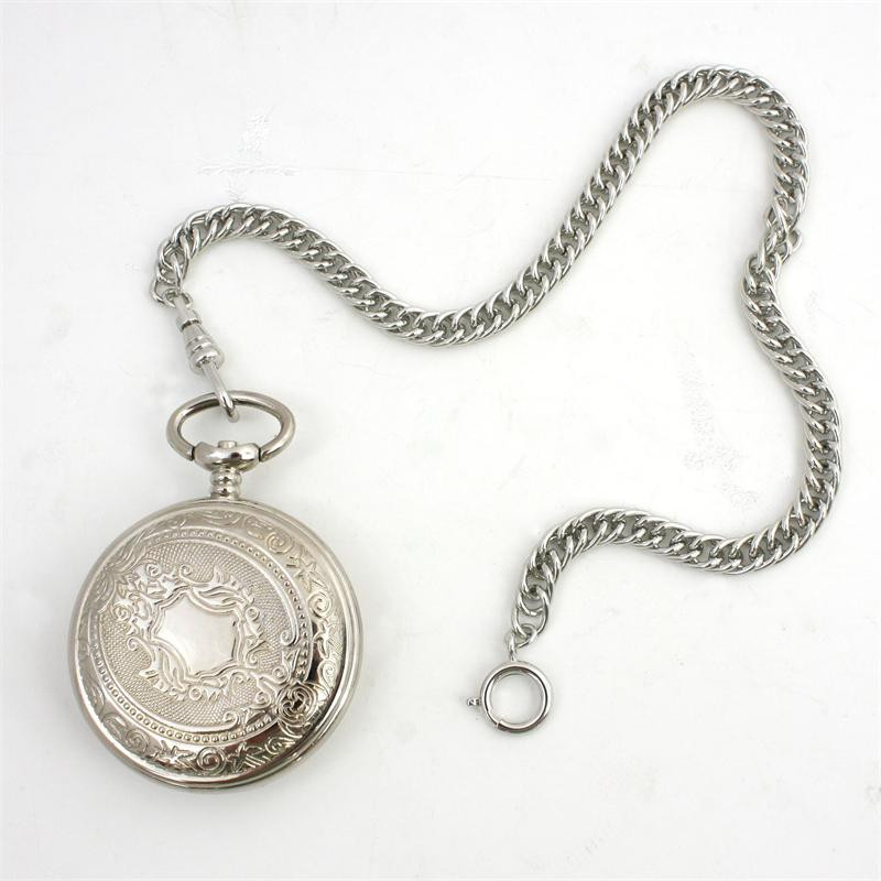 White Gold Plate 89637 Waldemar Pocket Watch Chain,