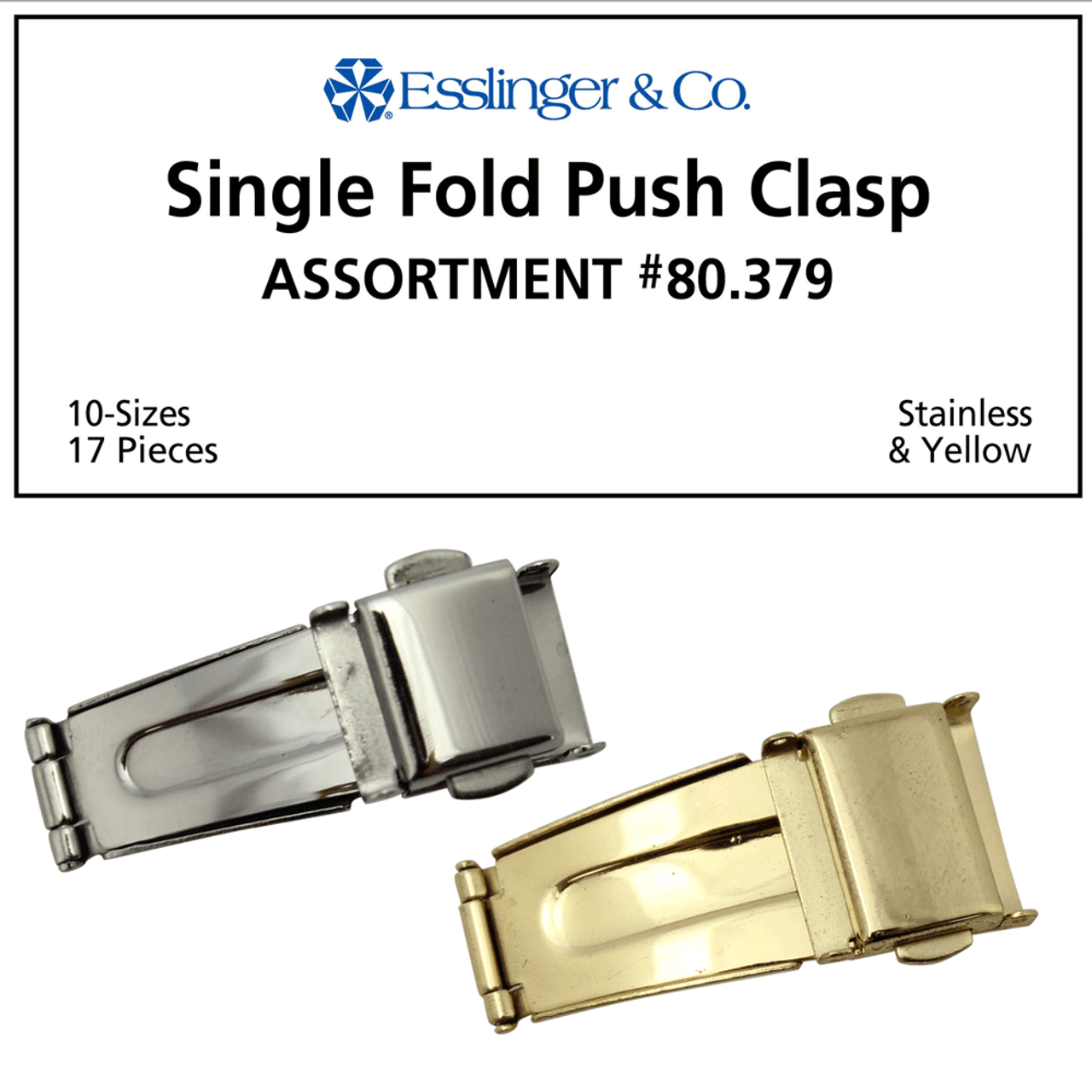 Esslinger Company Watch Band Clasp Solid Link Fold Over Single Channel Clasps Series 302 | Esslinger
