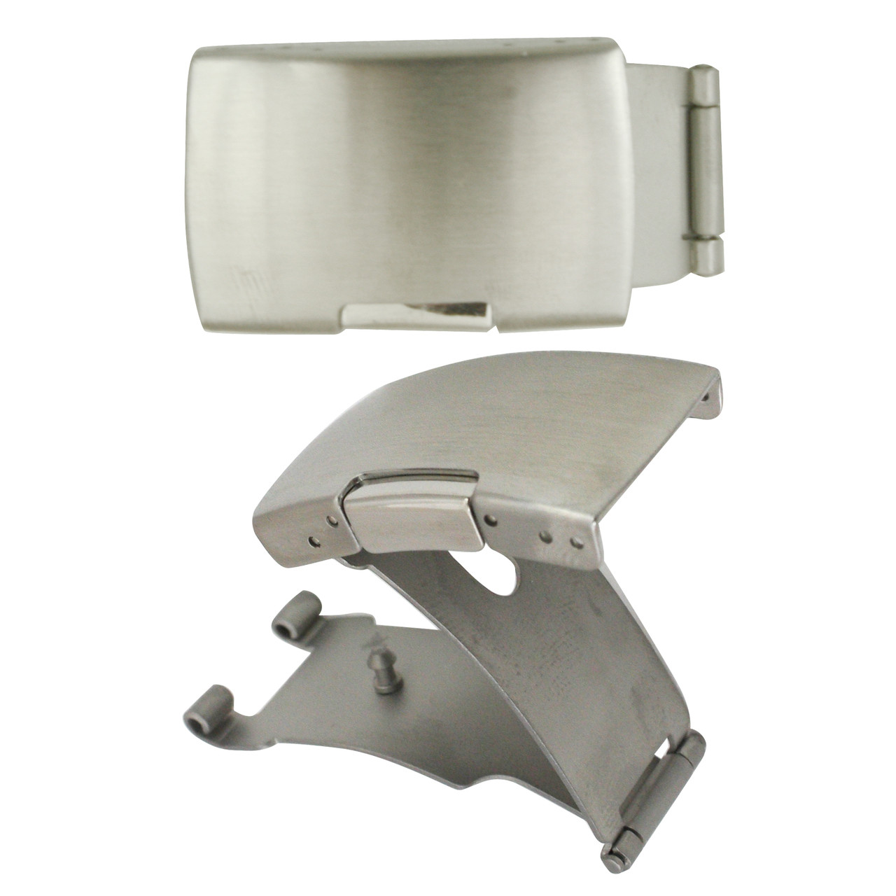 Trifold Stainless Steel Watch Band Single Side Button Style Clasp with