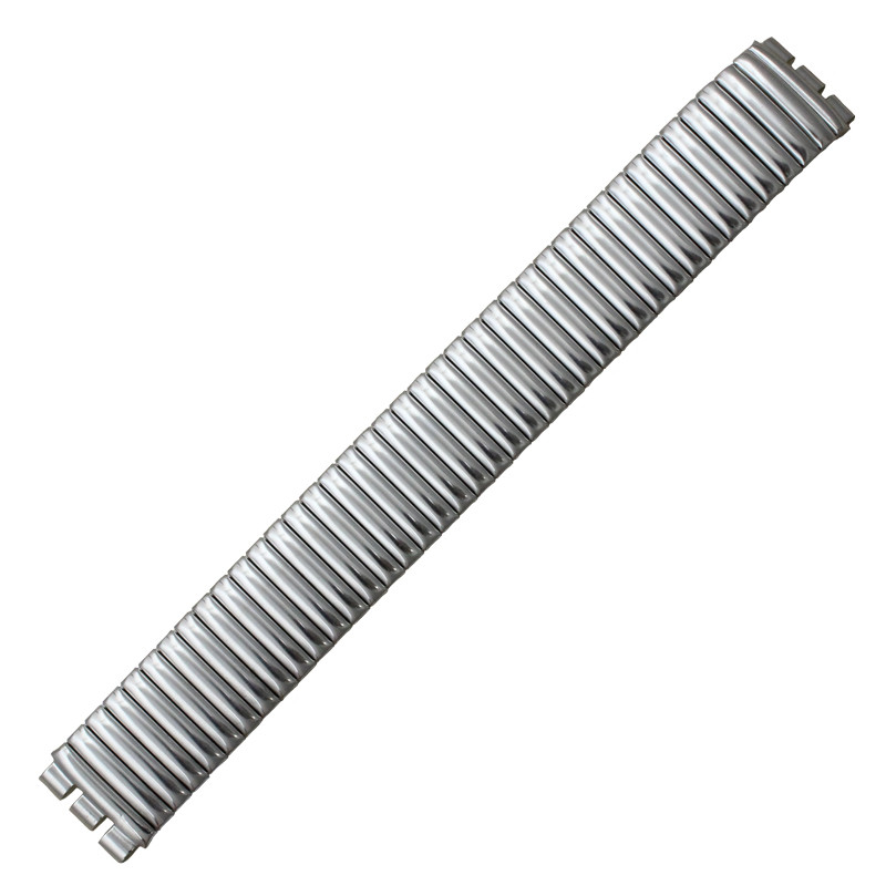 Expansion Watch Band Swatch® Style Fits 17 MM Wide Notched Lug Openings,  Silver Tone Metal Bracelet