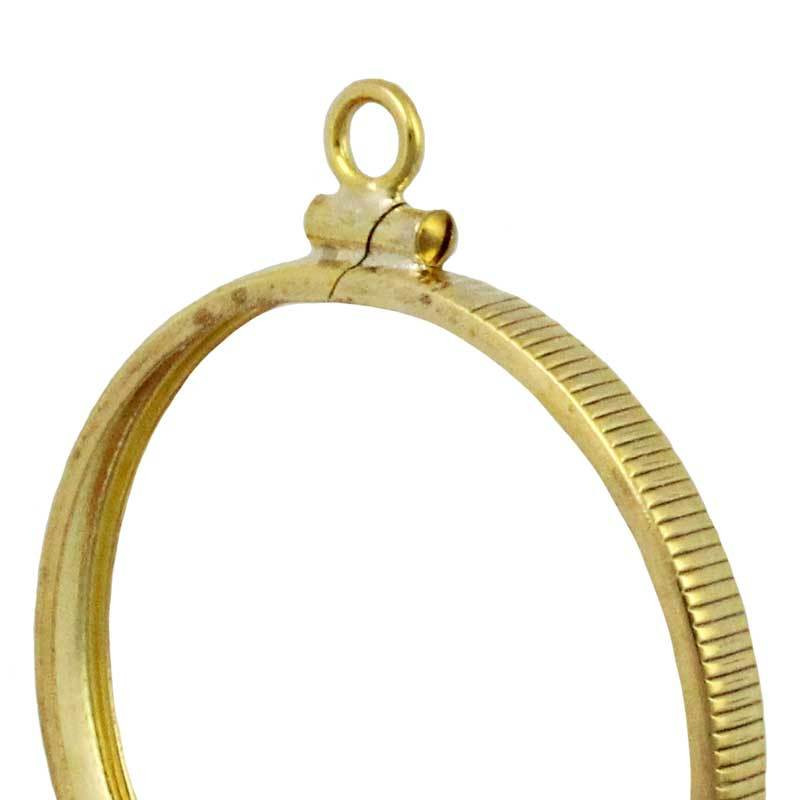 Coin Bezel oz Sterling Maple Leaf Yellow Gold Filled Rope Edge