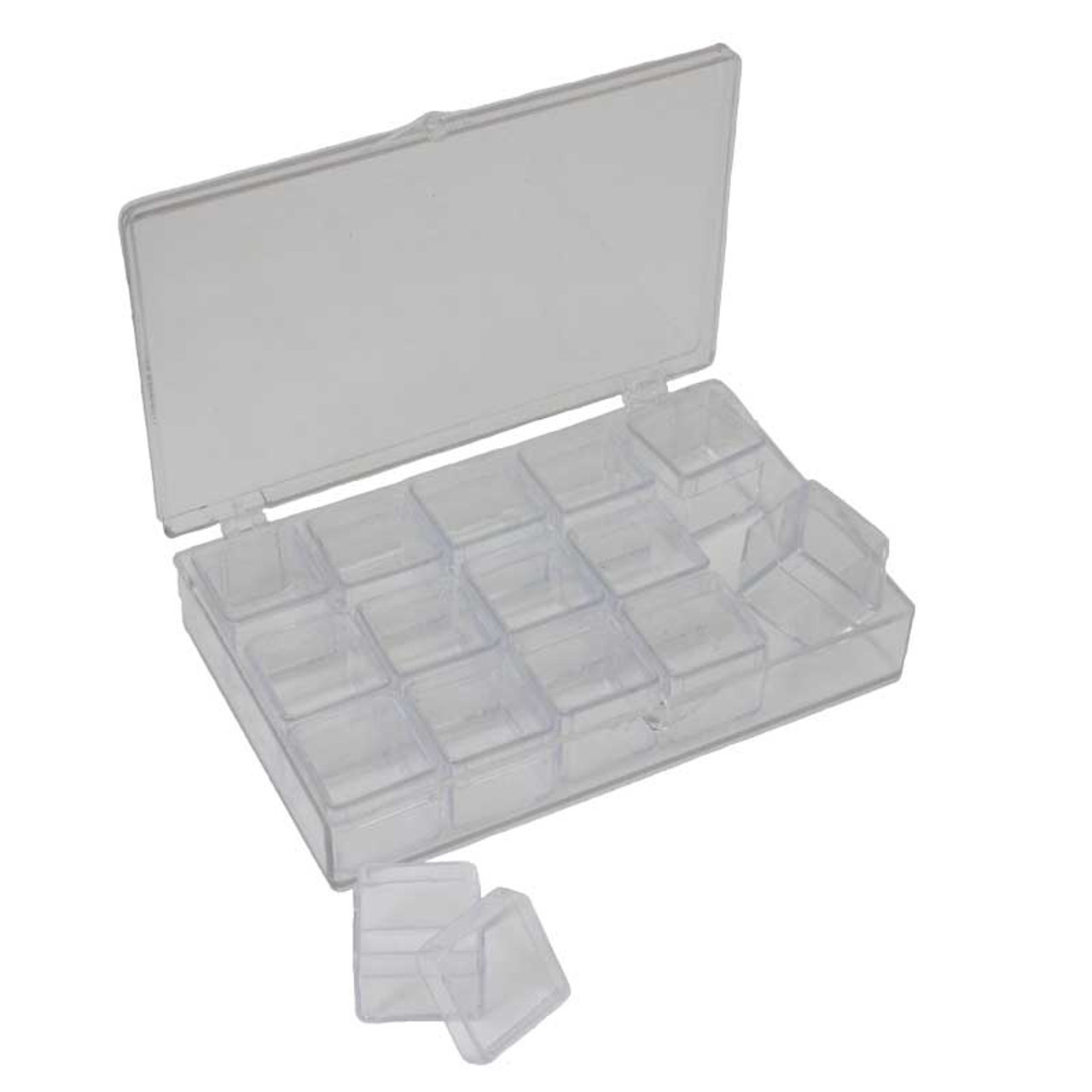 The Beadery - 18 Compartment Organizer Box - Clear Plastic 