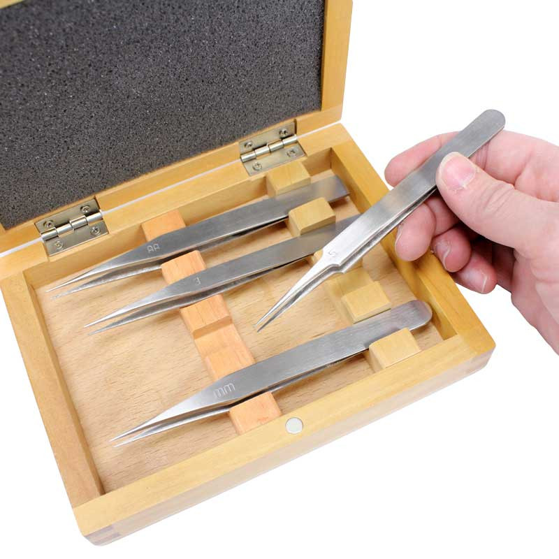 Wooden Box To Hold Four Tweezers 6" x 4 3/4" x 1 1/4"