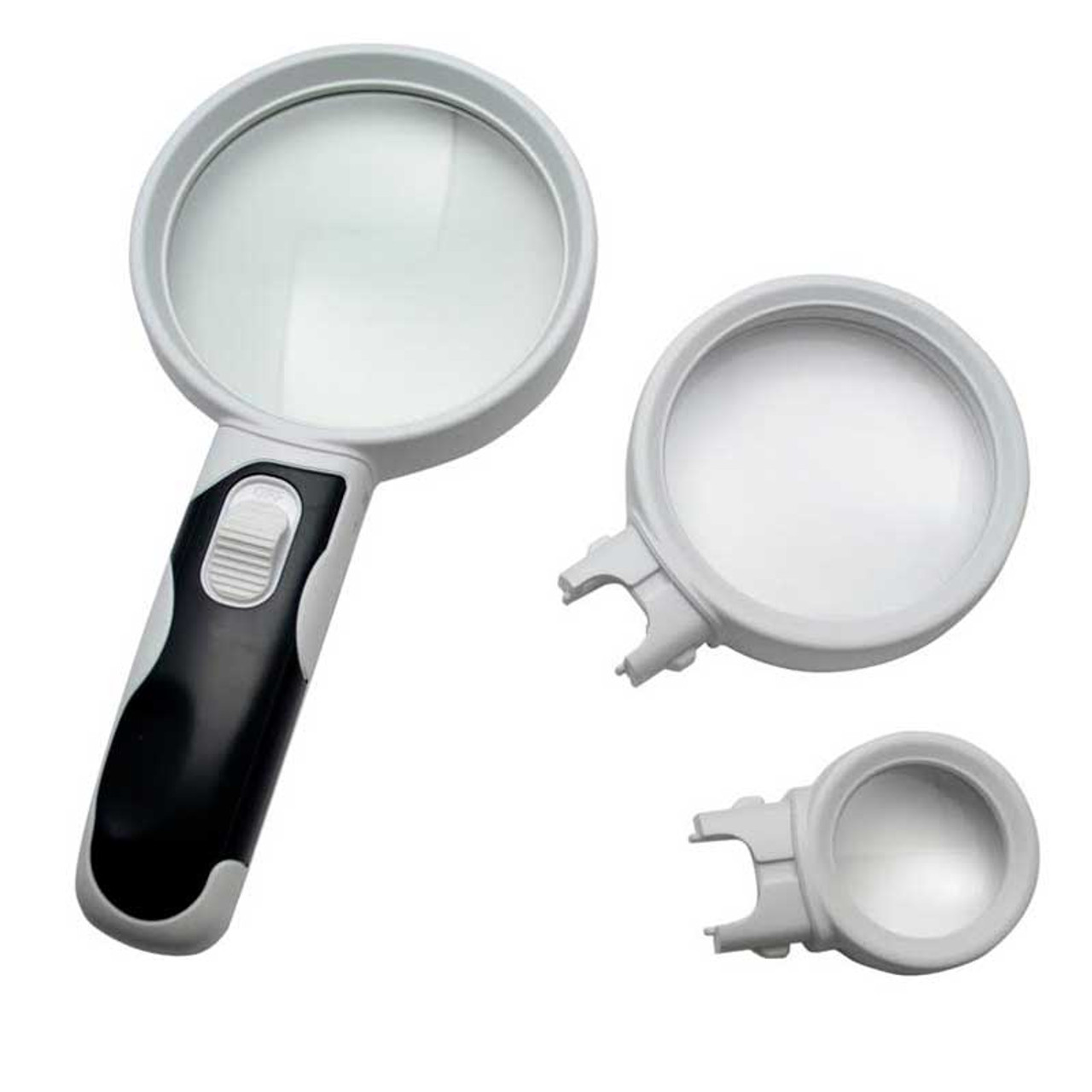 LED Illuminated Magnifying Glass Set 3-Lens 2.5X + 5X + 16X 