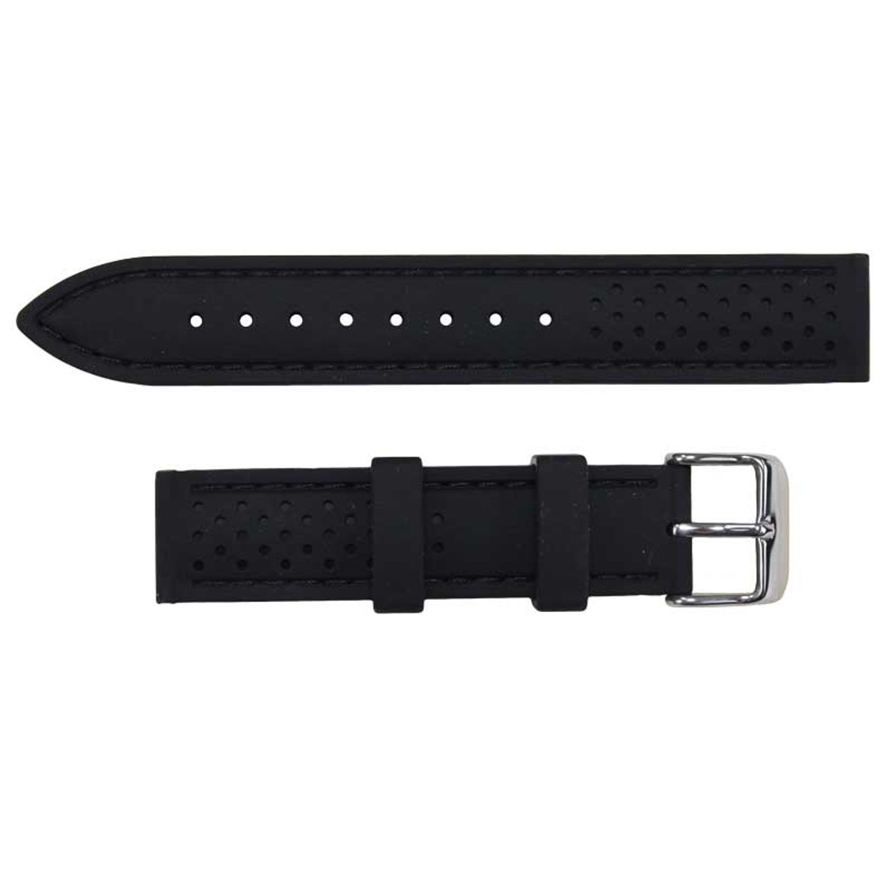 Black 22 mm Silicone Watch Band Sport Strap