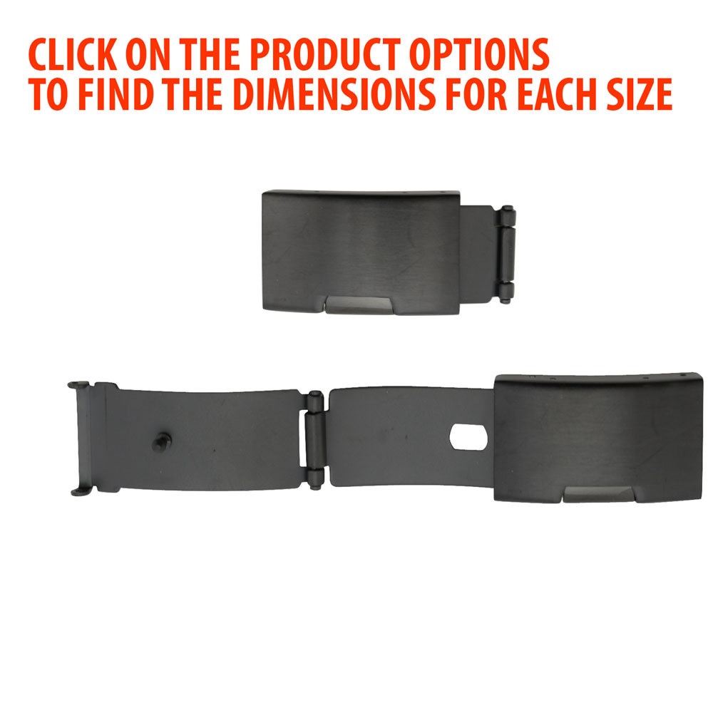 Trifold Black Watch Band Single Side Button Style Clasp with