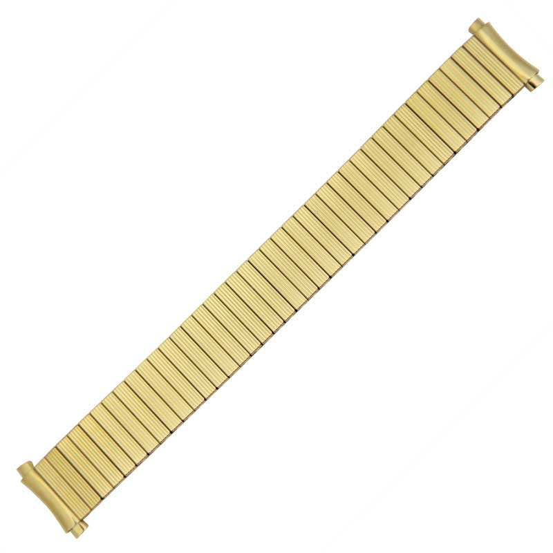 Metal Yellow Gold Tone Expansion Watch Band With Curved Expandable
