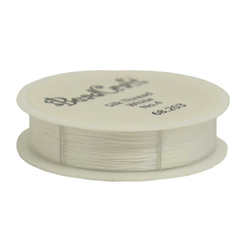 White Silk Beading Thread Spool, 65 Meters
