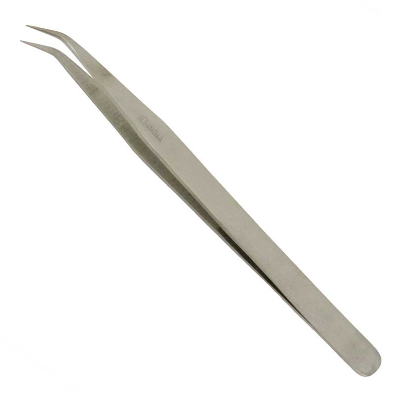 7 Inch Long Stainless Steel Curved Tweezers with Serrated Tip