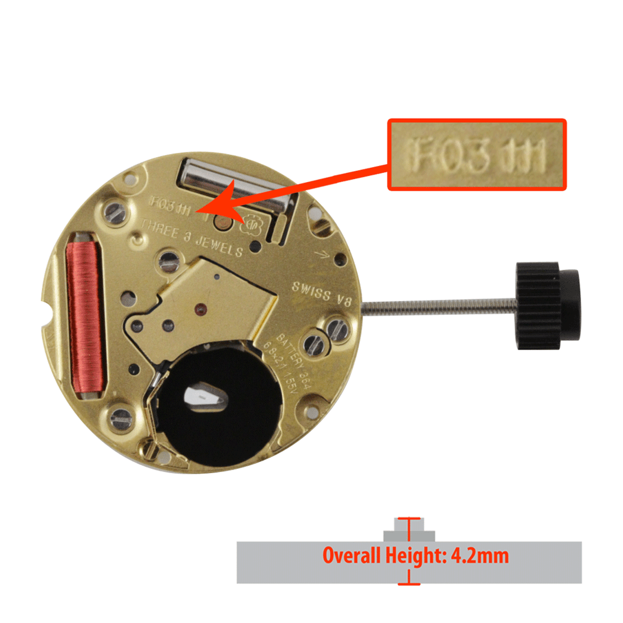 全日本送料無料 ETA 2 Hand High Version Quartz Watch Movement F03.111-2.3 時計
