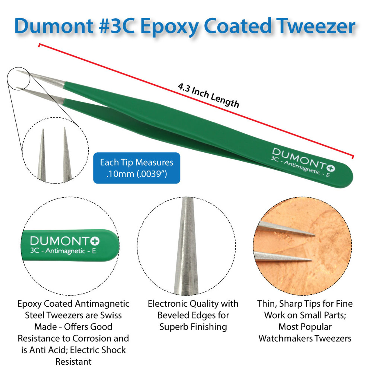 Epoxy Coated Heavy-duty Tweezers Set 6 pc Stainless Steel Non-Magnetic  Utility Watchmakers Tweezers Set