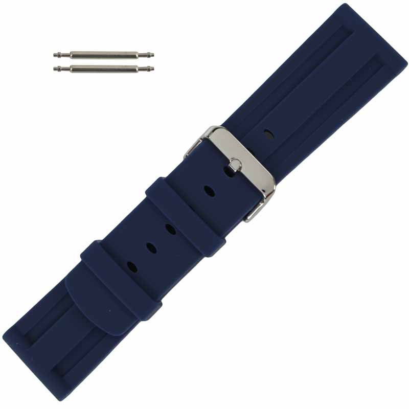 24MM Silicone Watch Blue Band Rubber Jelly Strap
