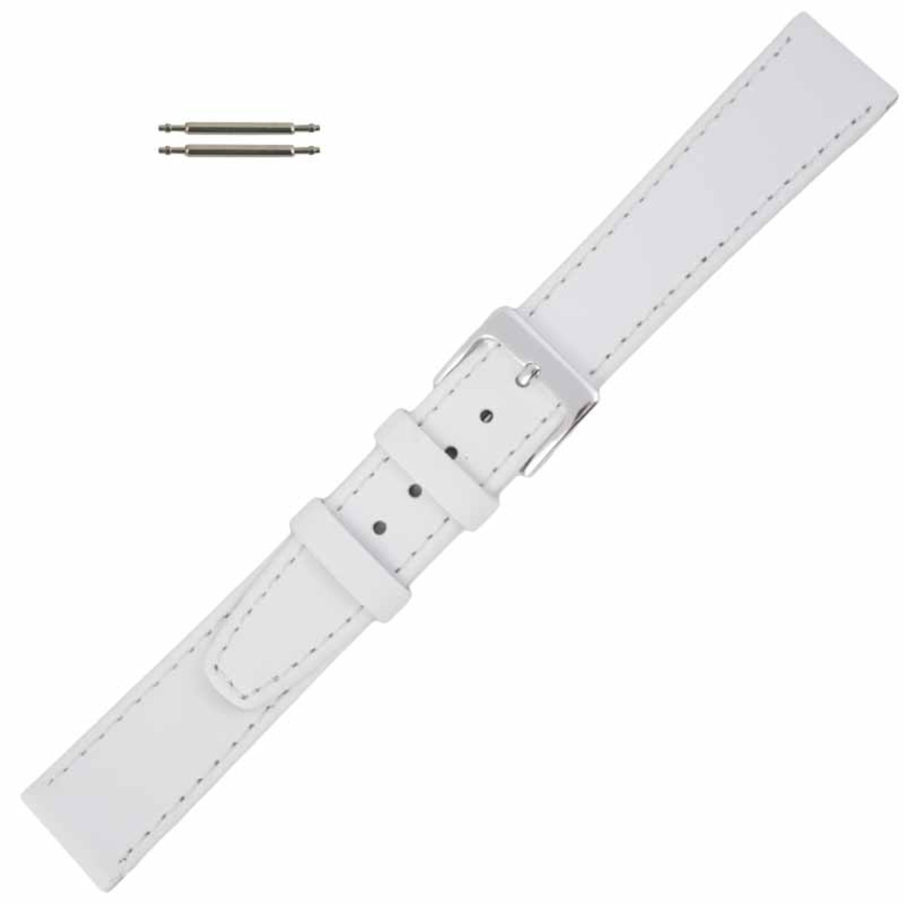 Classic White Long 22mm Calf Leather Watch Band