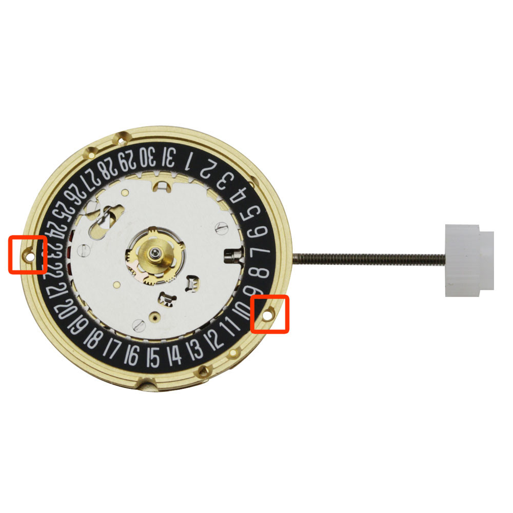 ETA 3 Hand Quartz Watch Movement E61.111-6B Black Date Dial at 6