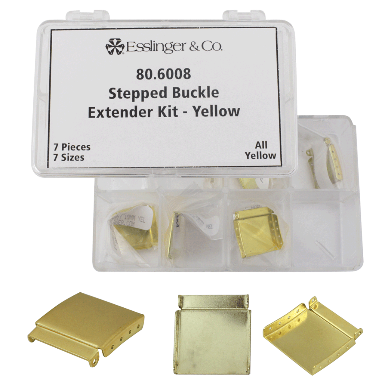 Stepped Buckle Extender Assortment in Silver Nickel Plated and Yellow Gold Plated, 14 Pieces