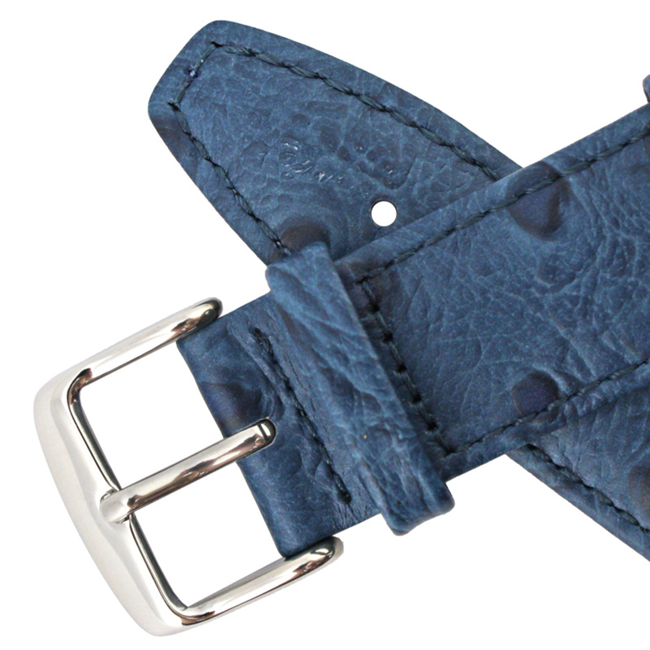 Langford Blue Handcrafted Ostrich Leather Watch Strap - Bas and Lokes