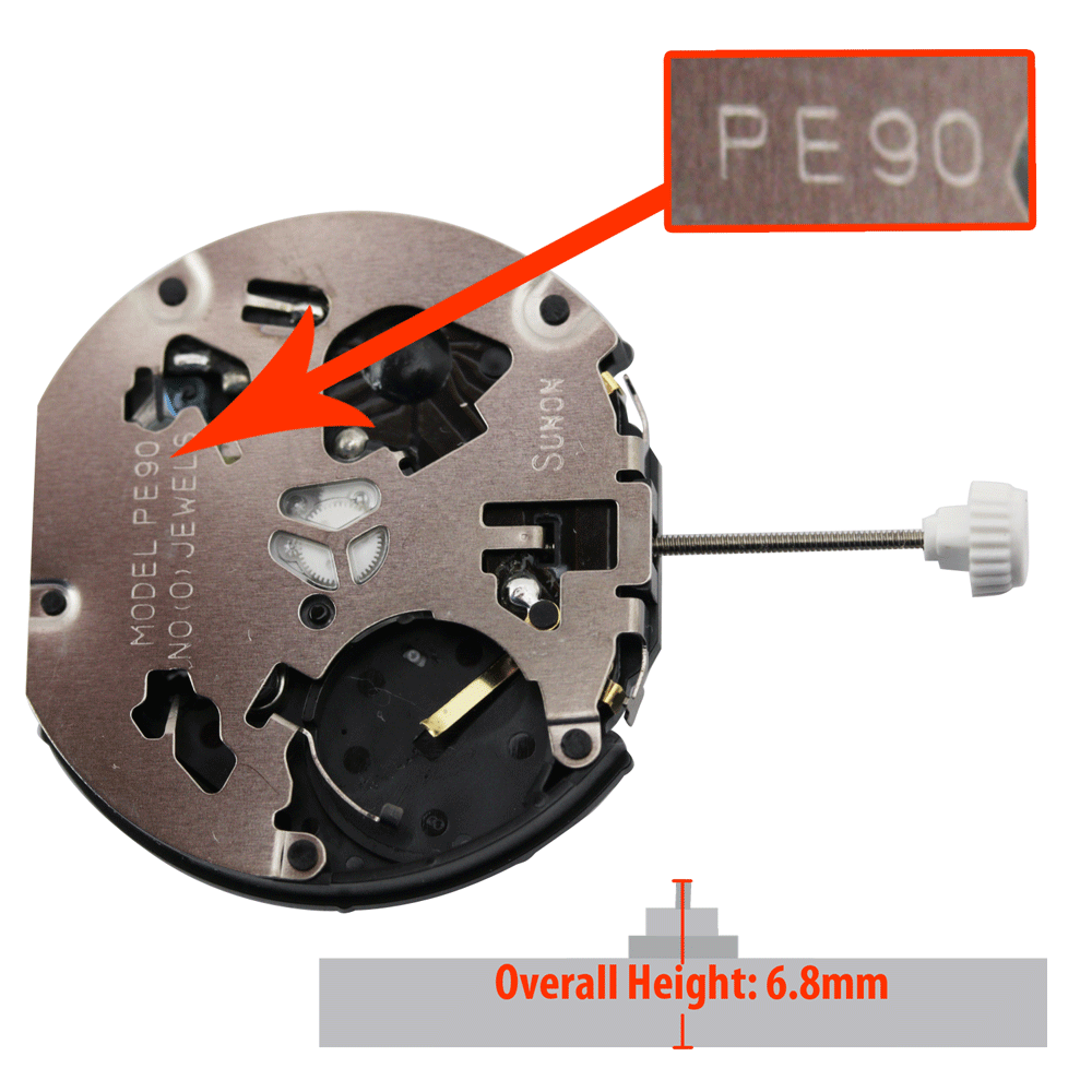 Far East Sunon® 3 Hand Multi Function Quartz Watch Movement PE90