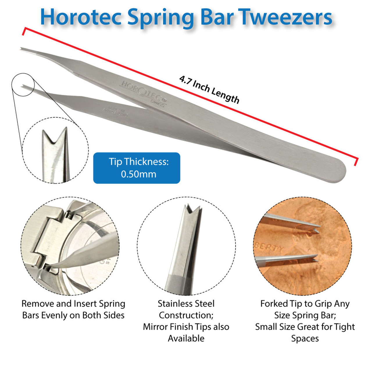 HOROTEC 12.811-3 Swiss Made Tweezers for Watch Repair Fine Tip HAIRSPRING  No 3