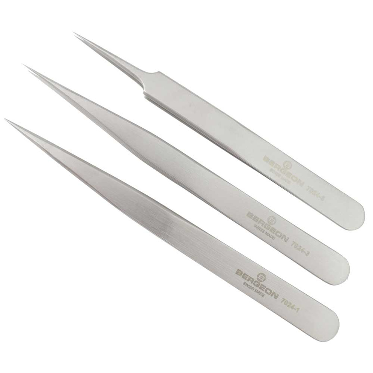 Bergeon 7024 Set of 3 Non Magnetic Tweezers