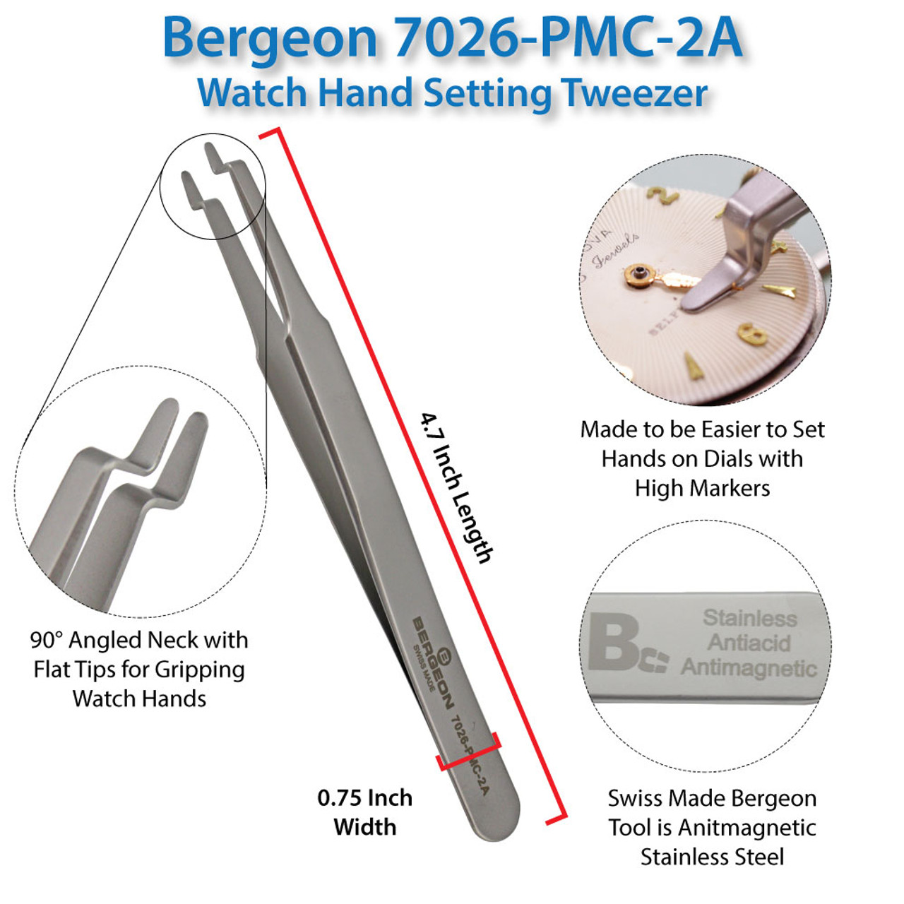 Bergeon 7026 Watch Hands Installing Tweezer