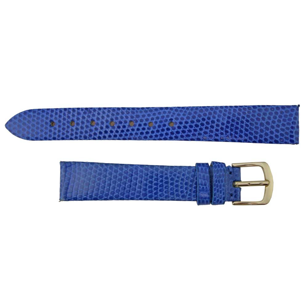 14mm Leather Watch Band Blue Lizard Grain 6 3/4 Inch Length