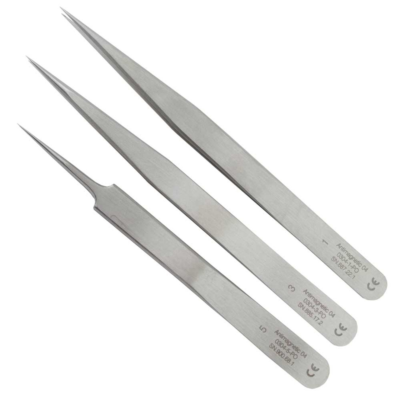 Setx4 100% Anti-magnetic QUARTZ Tweezers SET and Anti-acid N35 N52