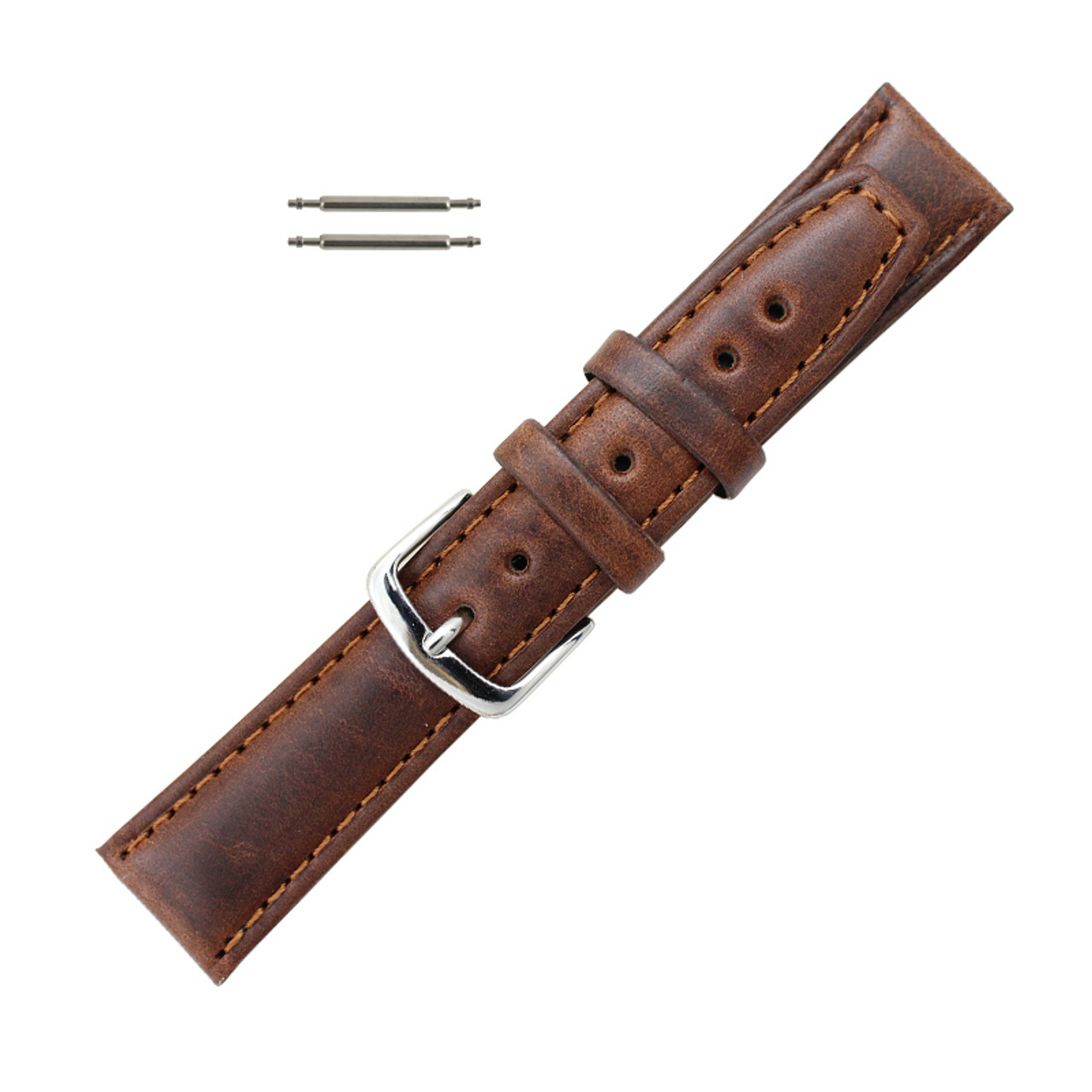 Uskyld talent Profet Hadley Roma Brown 19mm Oil Tanned Leather Watch Band 7 7/16Inch Length