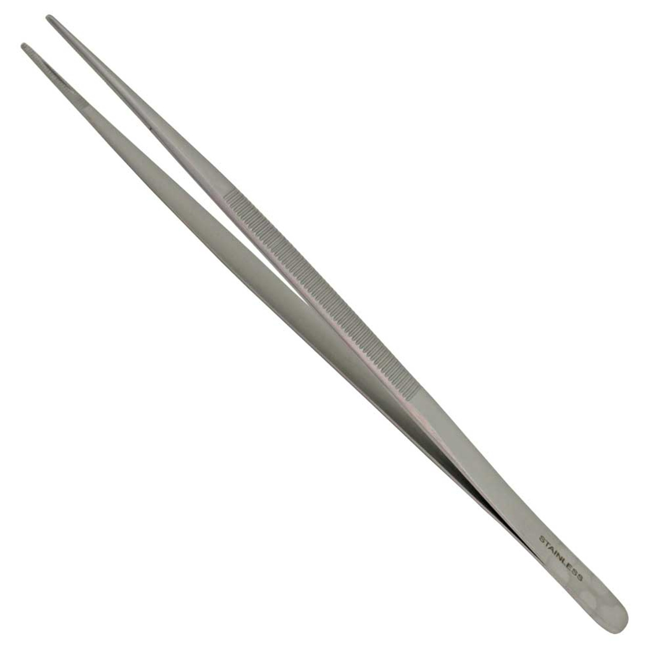 2X 5.5 Inch Long Silver Tone Stainless Steel Round Tip Tweezers