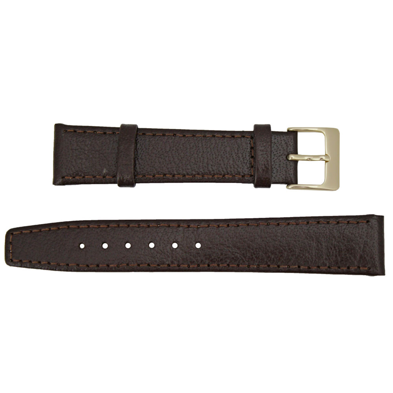 18mm Brown Genuine Leather Watchband | Center Padded Replacement Wrist  Strap with Creamy White Colored Stitching that brings New Life to Any Watch