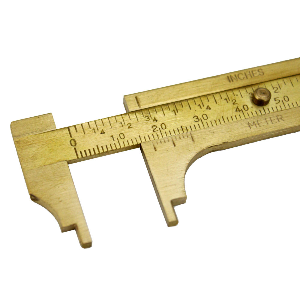 Surginstruments 100mm Brass Caliper Gauge, Sliding Gem & Bead Tool For Jewelers, German Grade, Gold