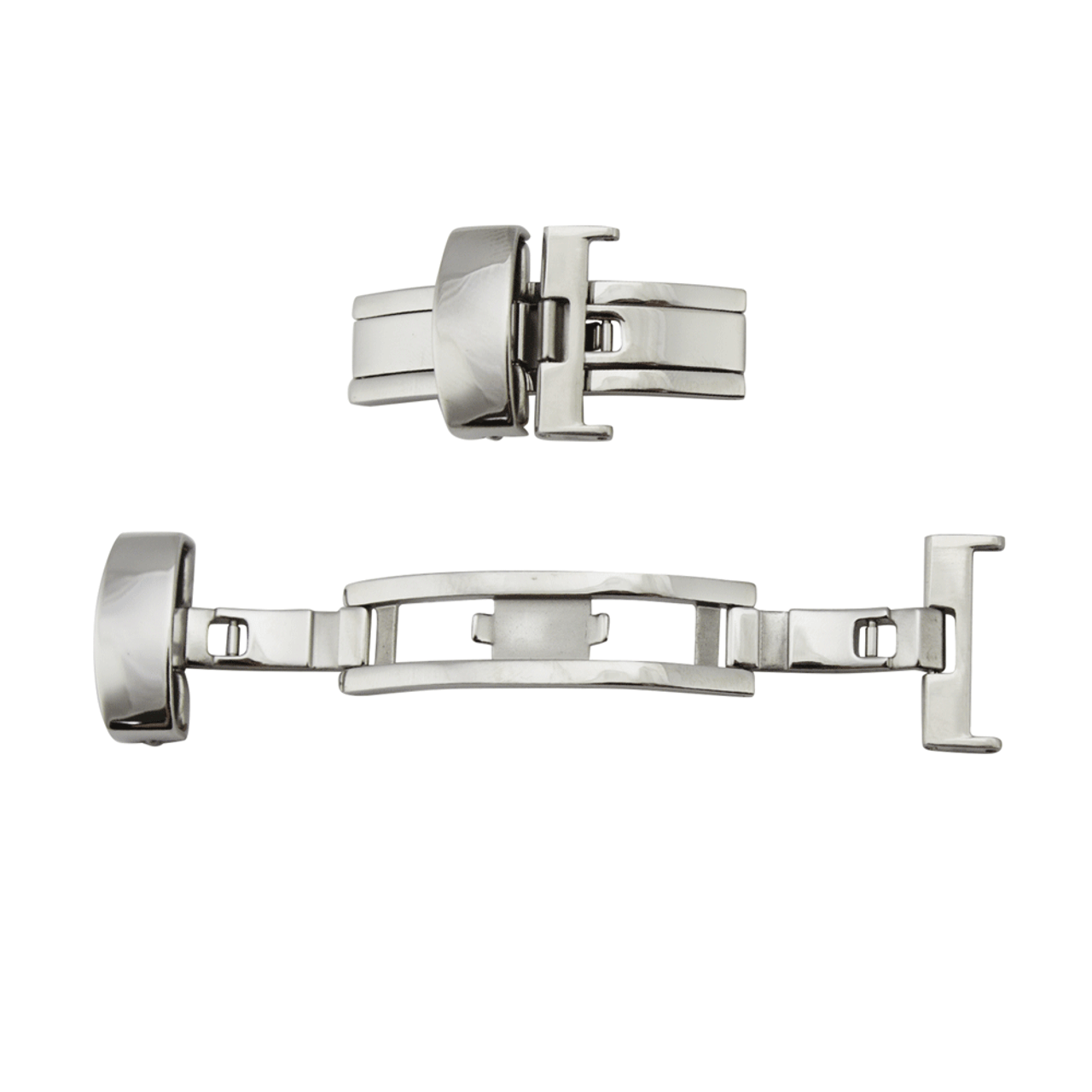 15mm Folding Deployment Clasp Buckle Stainless Steel Watch Band Extender  4mm Install Width, Silver Tone 
