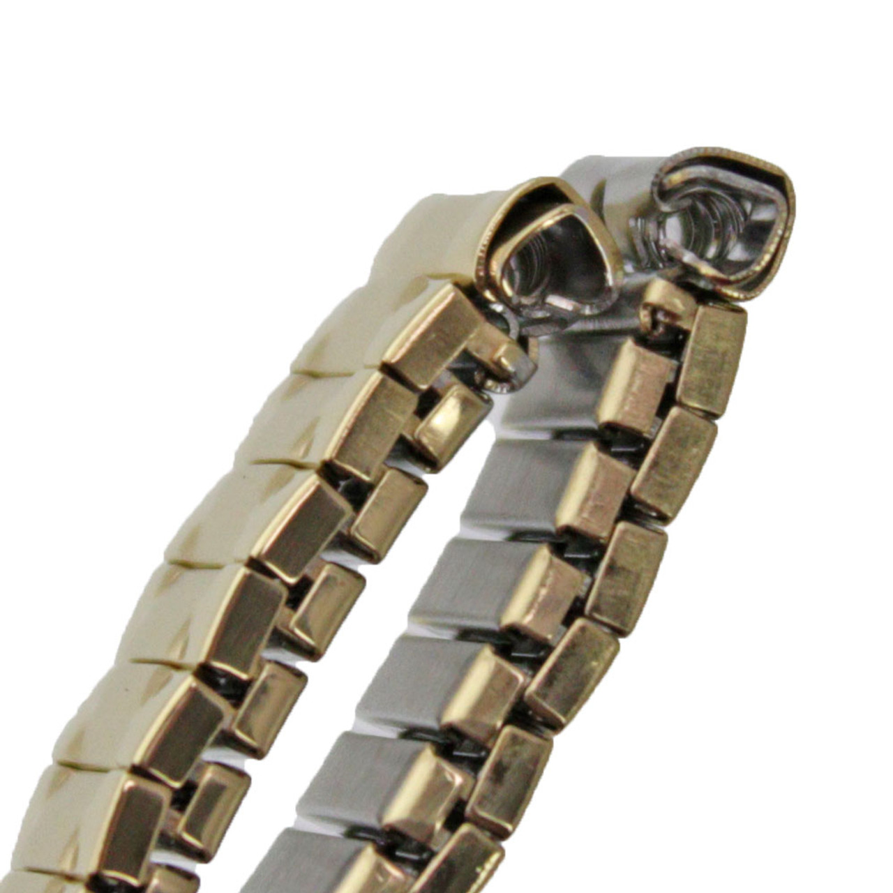 Metal Watch Band Expansion Style Gold Tone Color Expandable Curved Ends ...