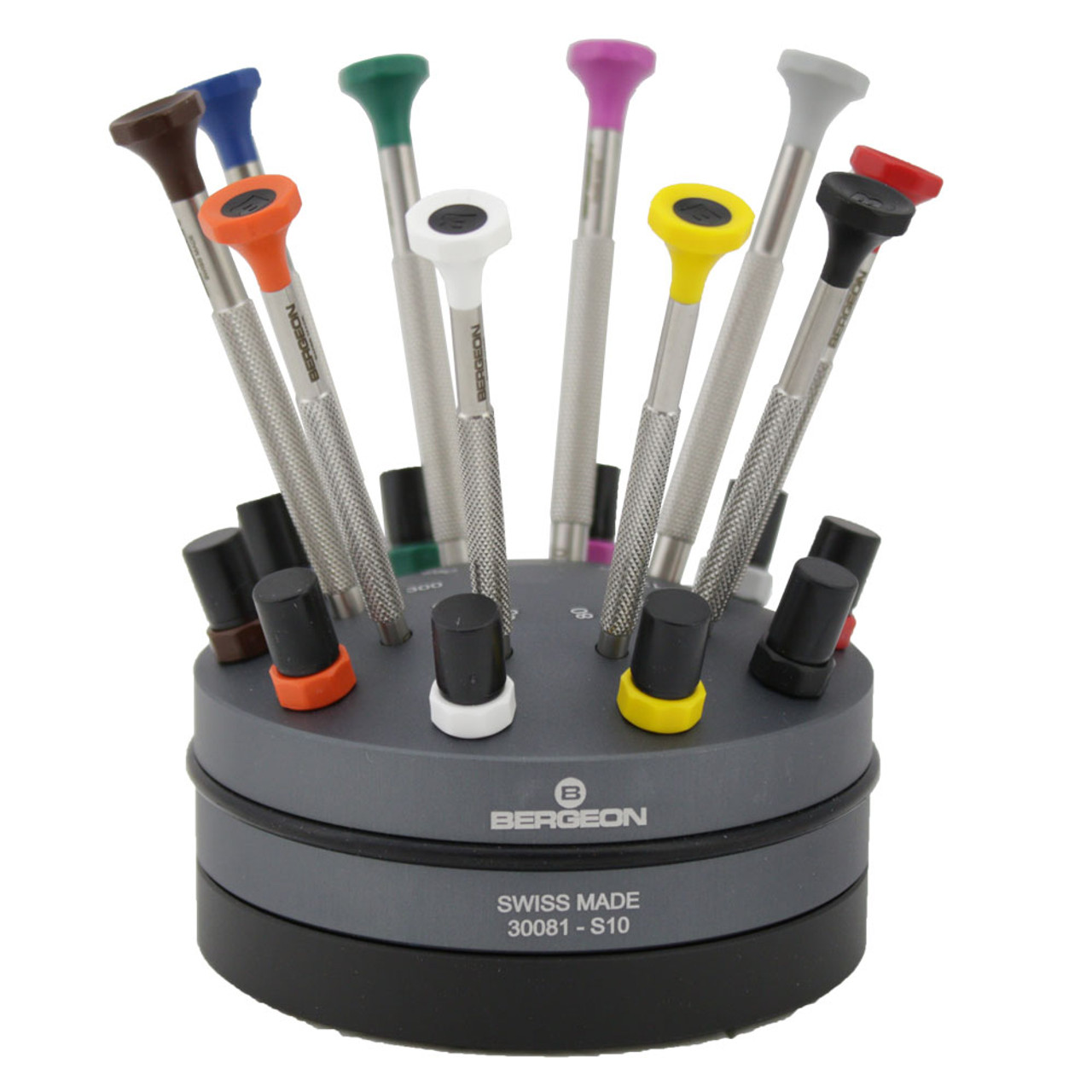 Bergeon 30081-S10 Watchmakers Screwdriver Set on Rotating Stand