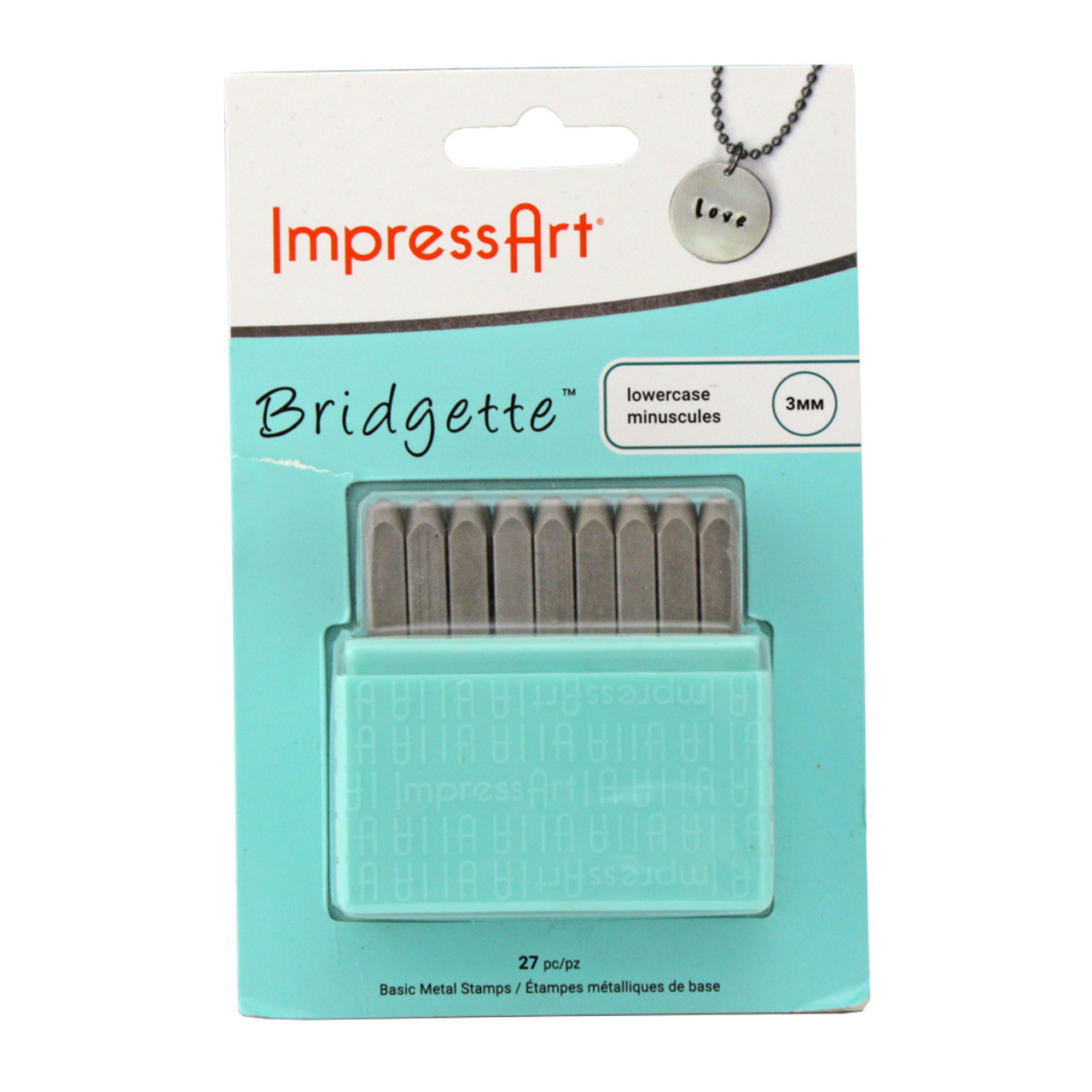 ImpressArt - Basic Bridgette Uppercase and Lowercase Letter Metal Stamps Set, 3mm
