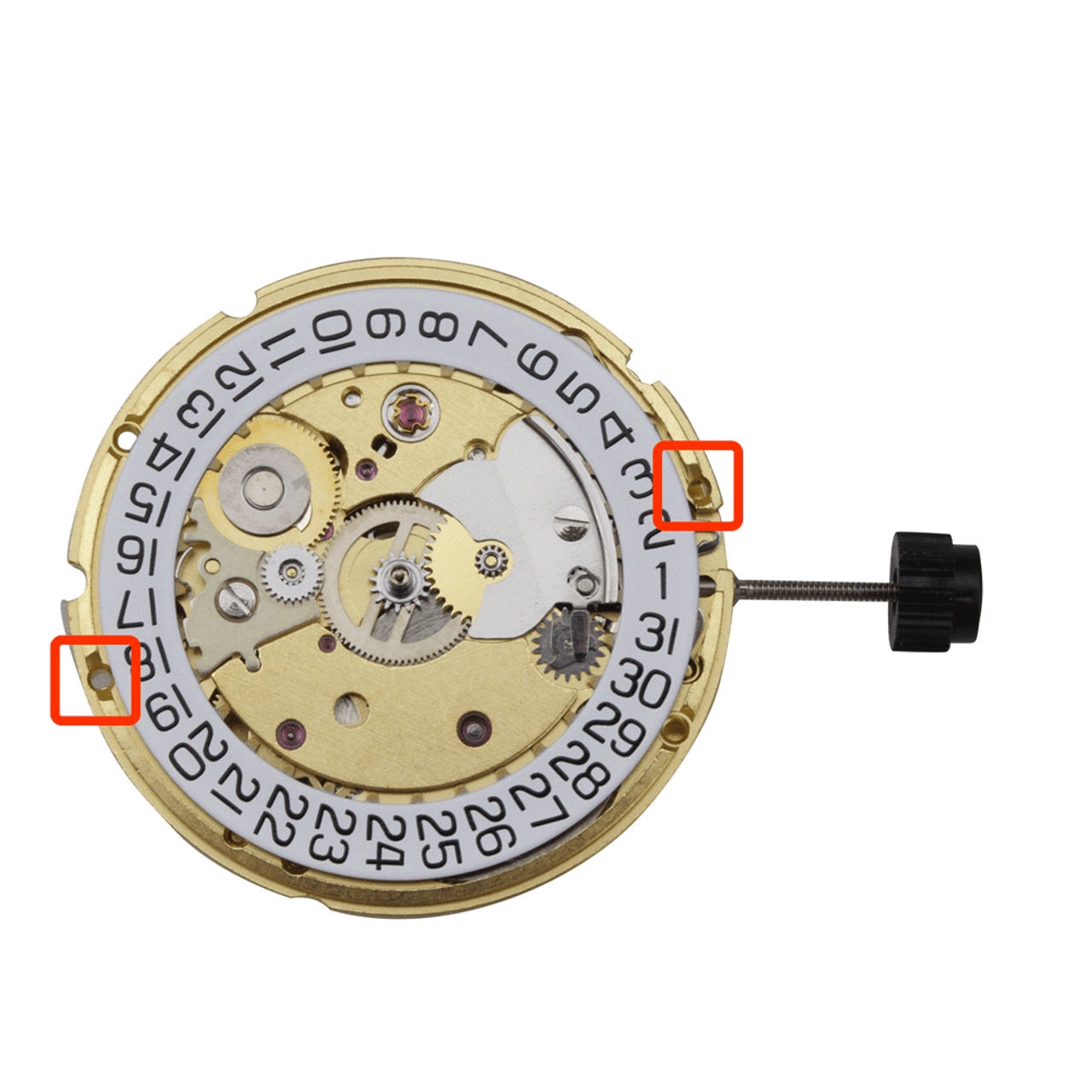 Genuine 3 Hand Automatic ETA® 2824-2 Gold Plates Date at 3:00 Overall Height