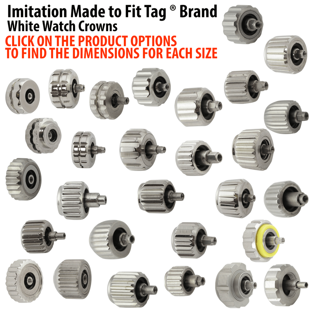 Imitation Made to Fit Tag ® Brand White Watch Crowns
