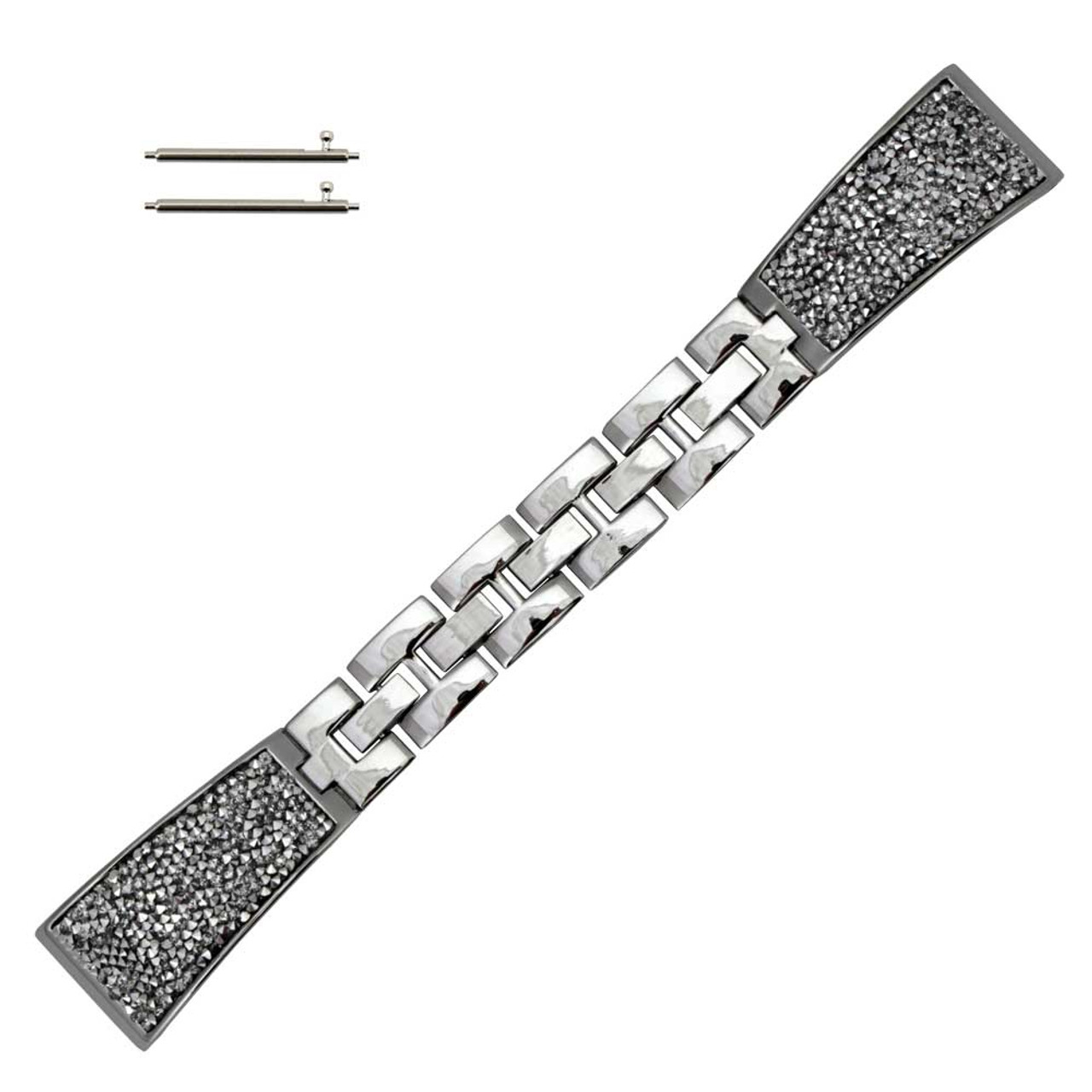 20mm 22mm Two Tones Black/Silver Stainless Steel Watch Band Replacement  Bracelet