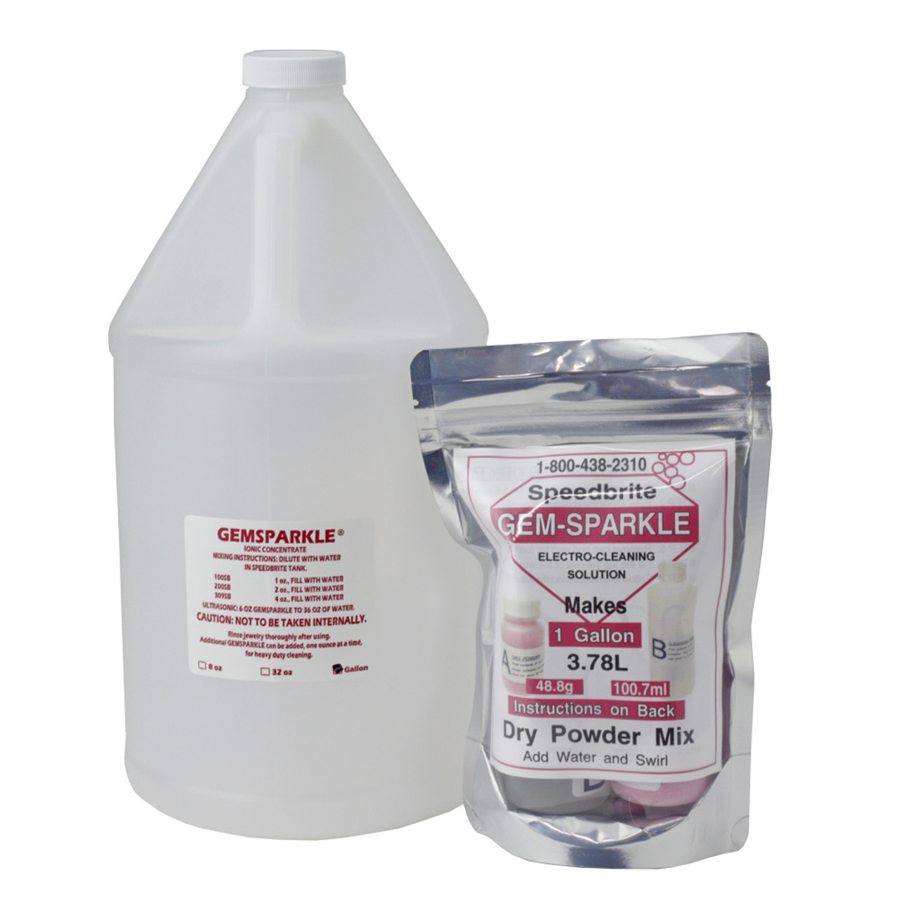 Gem Sparkle Ionic Cleaner Solution Concentrate Gallon Powder Mix Kit | Esslinger